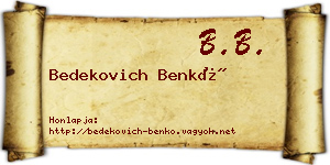 Bedekovich Benkő névjegykártya